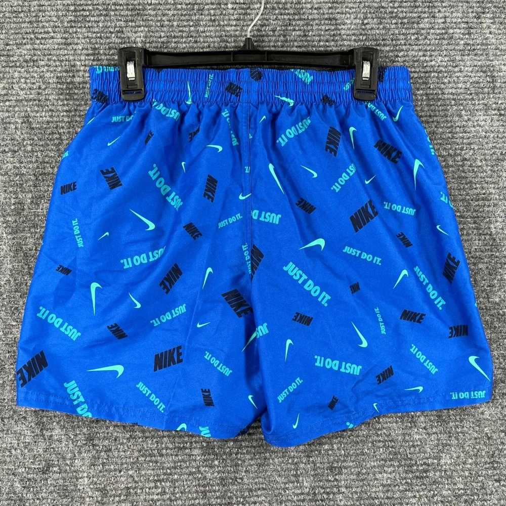 Nike Swim Trunks Men M Blue Just Do It Logo Print Volley Shorts Beach Pool